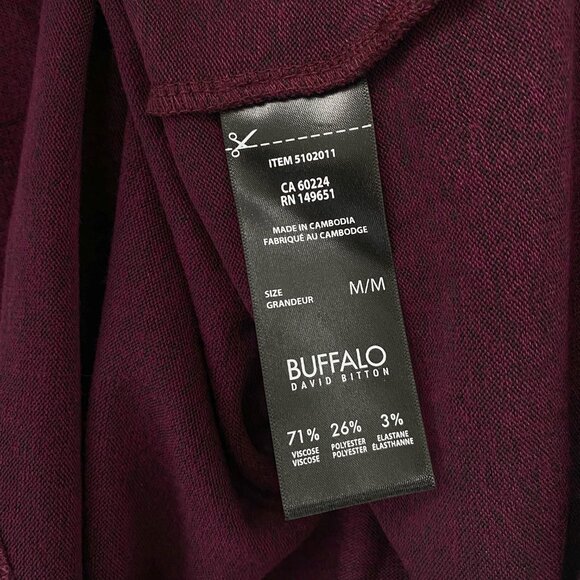Buffalo David Bitton Womens Ribbed Sleeve Top - Burgundy - Picture 3 of 8
